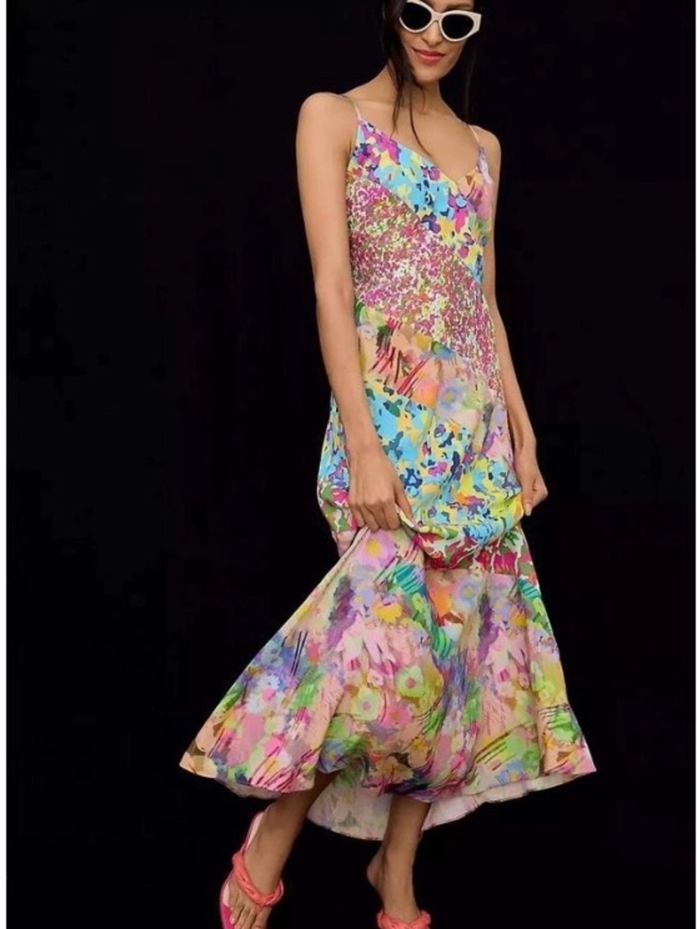 Anthropologie Multicolor Floral Maxi Slip Dress